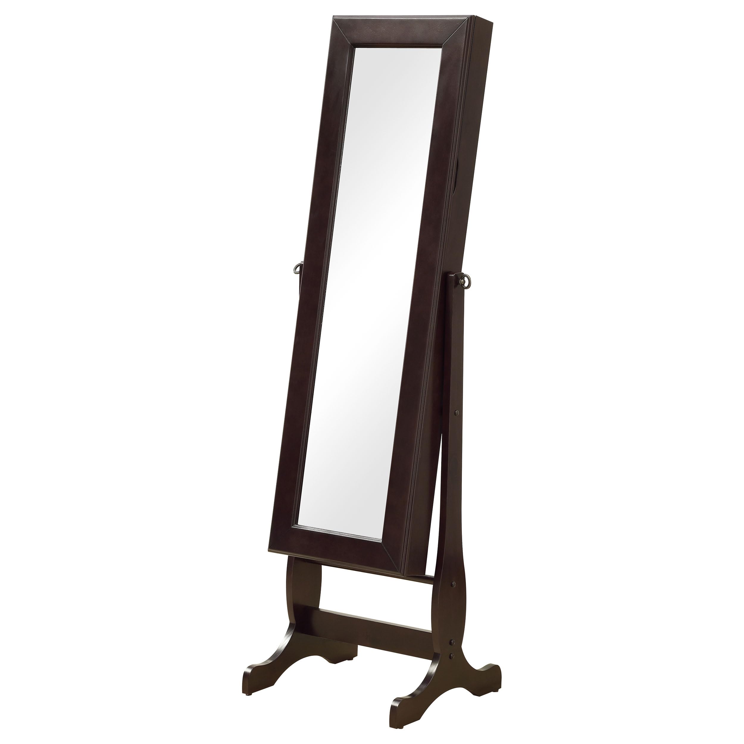 Coaster Home Furnishings Batista Contemporary Rectangular Cheval Mirror With Jewelry Storage Adjustable Bedroom Mirror Jewelry Armoire Cappuccino 901805