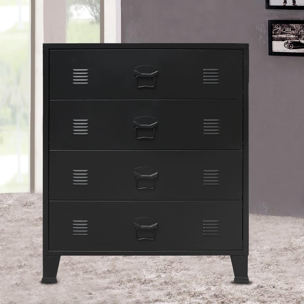 Vidaxl Chest Of Drawers Metal Industrial Style 30.7''X15.7''X36.6'' Black