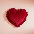 Pure Home + Living Red Heart Shaped Frilled Cushion Cover, Soft & Durable Pillow Case For Sofa, Bed & Lounge, Elegant Decorative