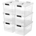 JUJIAJIA 19 Quart Plastic Storage Bins with Lids, 6-Pack Stackable Clear Storage Organizing Box with Handle