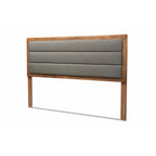 Baxton Studio Dexter Modern and Contemporary Dark Grey Fabric Upholstered and Walnut Brown Finished Wood Full Size Headboard