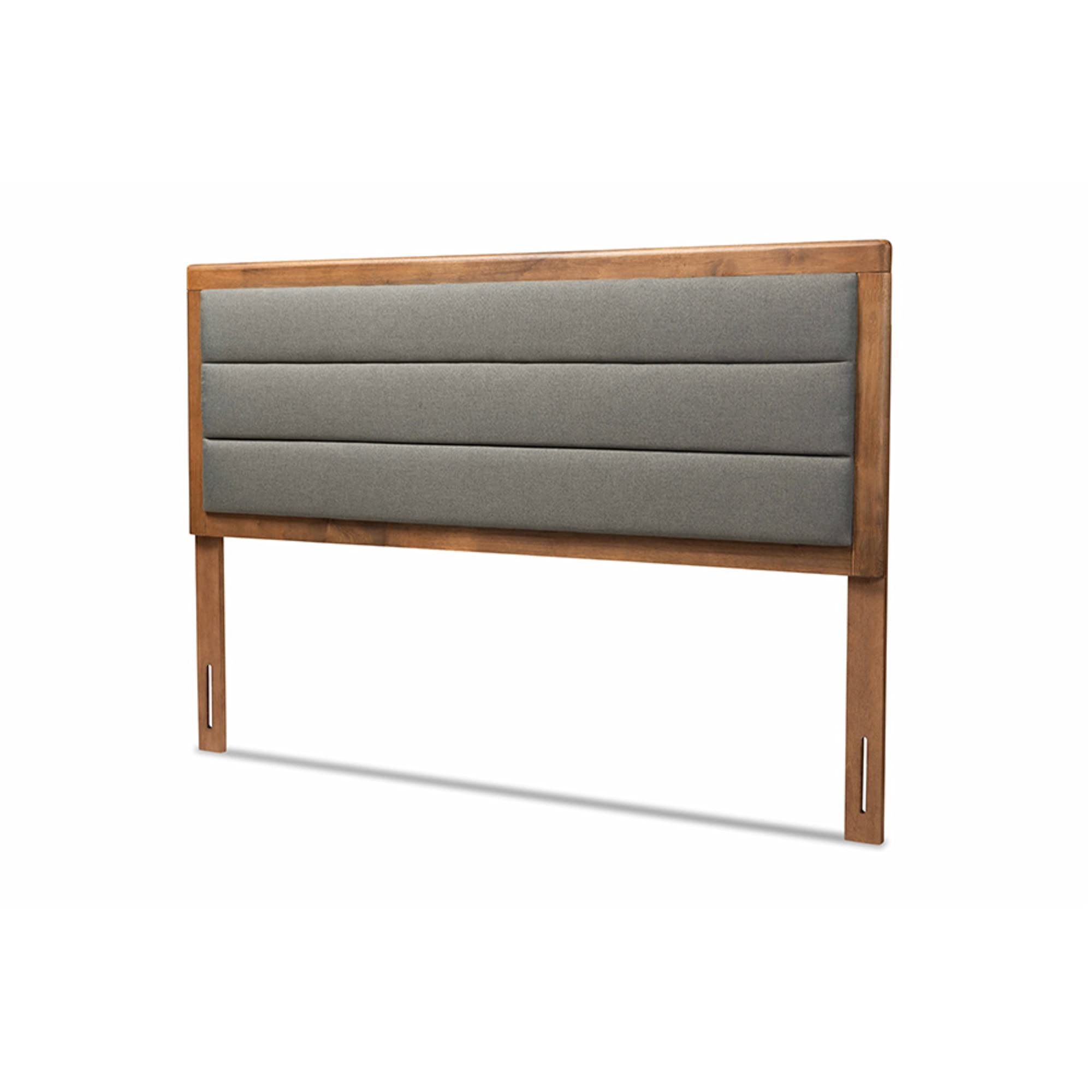 Baxton Studio Dexter Modern and Contemporary Dark Grey Fabric Upholstered and Walnut Brown Finished Wood Full Size Headboard