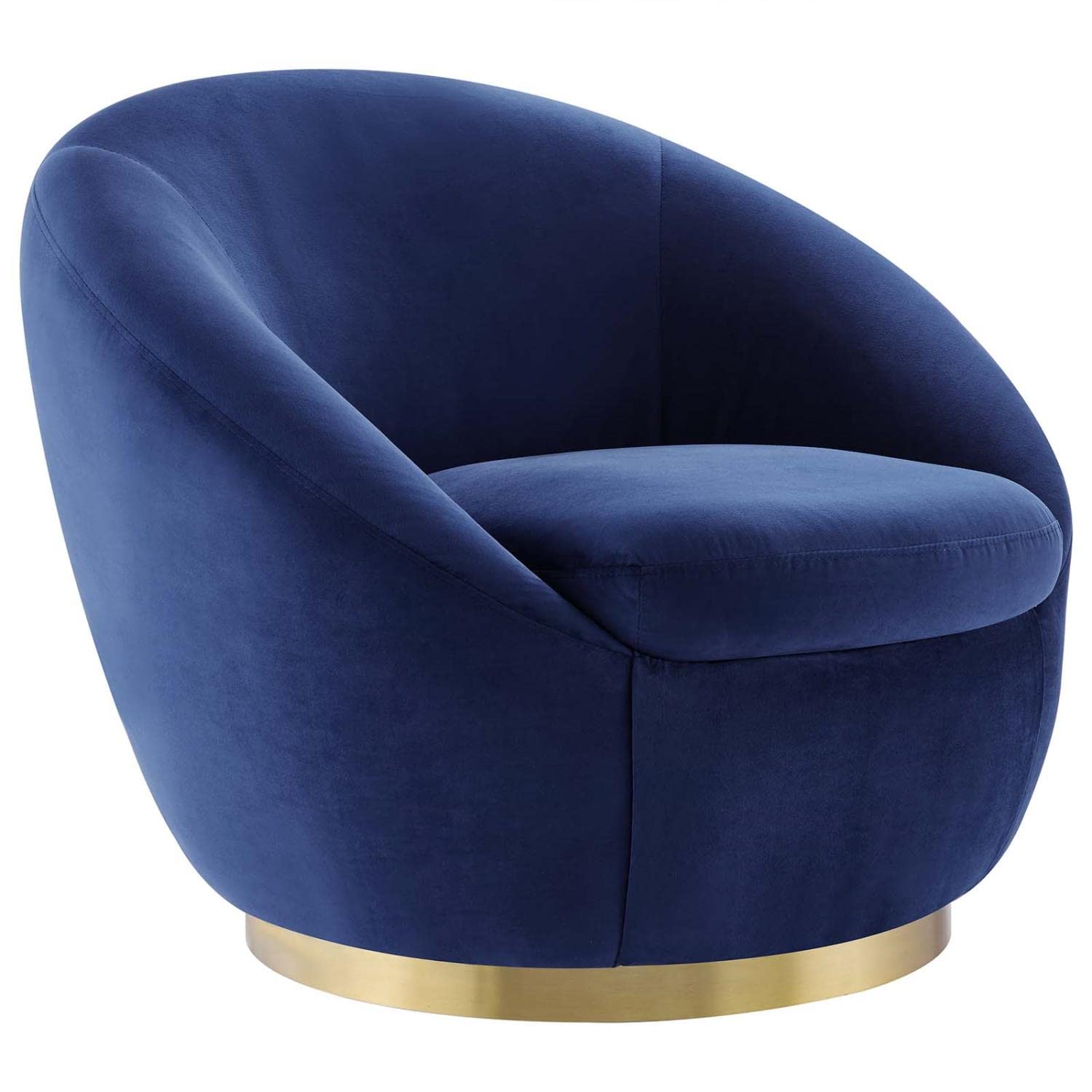 Modway Buttercup Modern Performance Velvet Swivel Chair In Gold/Navy