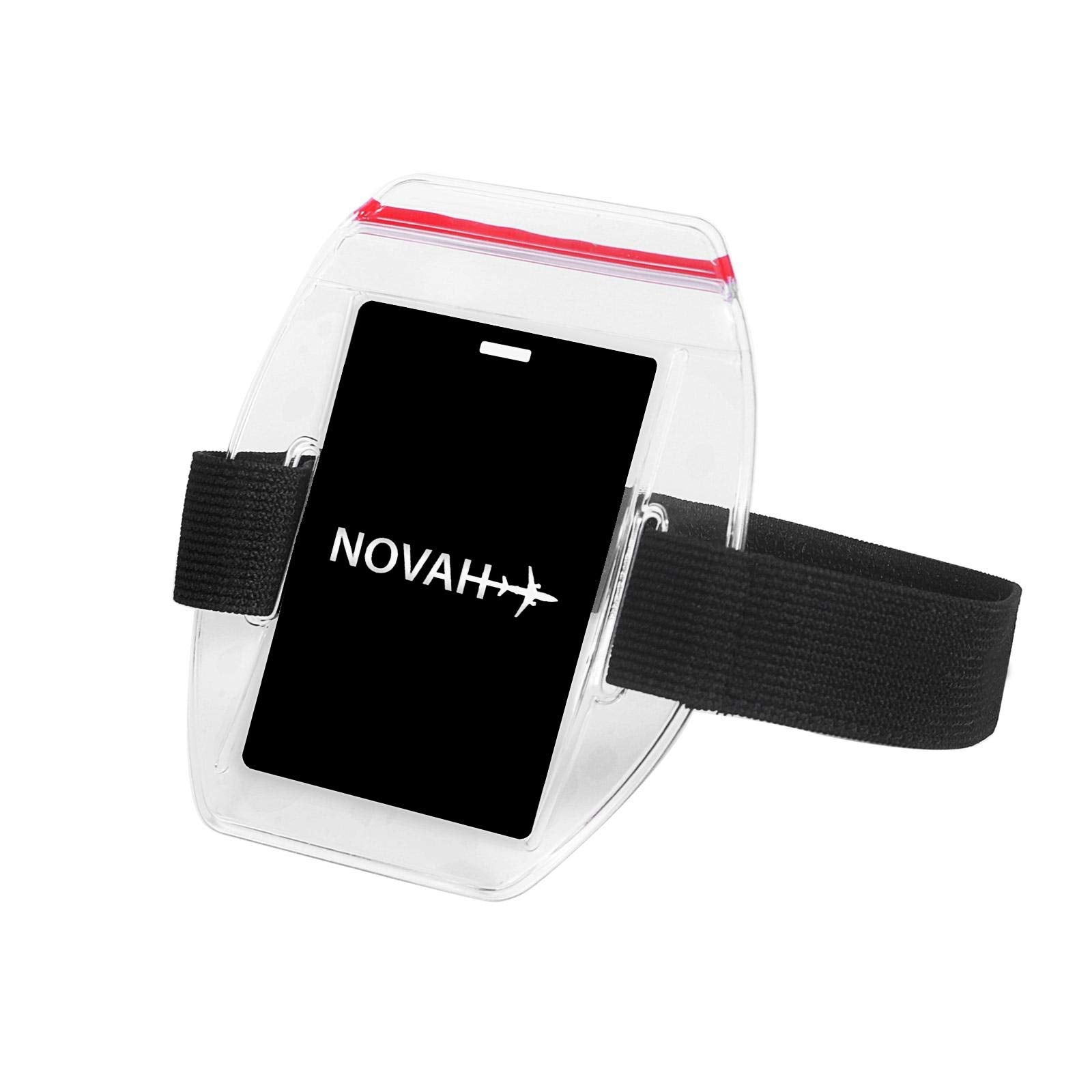 Water Resistant Armband Id Badge Holder With Resealable Red Zip & Rugged Adjustable Arm Band (Perfect Arm Ski Pass Holder For Li