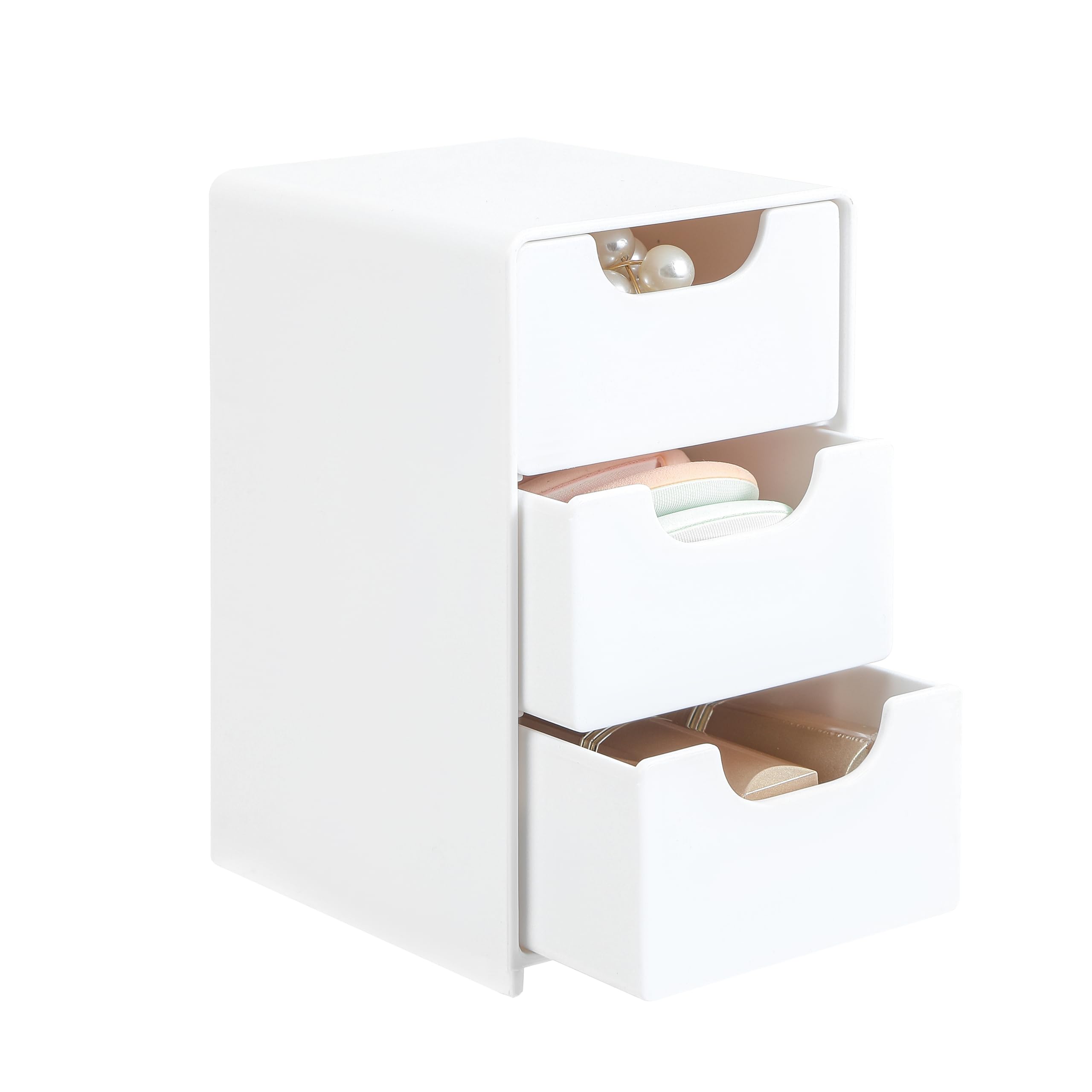 Imakmasion Mini Drawer Organizer With 3 Drawers - Multi-Functional Storage Box For Office Supplies, Makeup, Jewelry, And Bathroo