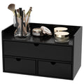Wisuce Bamboo Desk Organizer - Mini Bamboo Desk Drawer Tabletop Cosmetic Storage Organization For Office Or Home Black With Shel