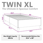 vidaXL Twin XL Size Bed Frame with Plywood Slats, Platform Bed Frame, Fabric Upholstered Mattress Foundation, No Box Spring Needed & Easy Assembly, Dark Gray, Without Mattress