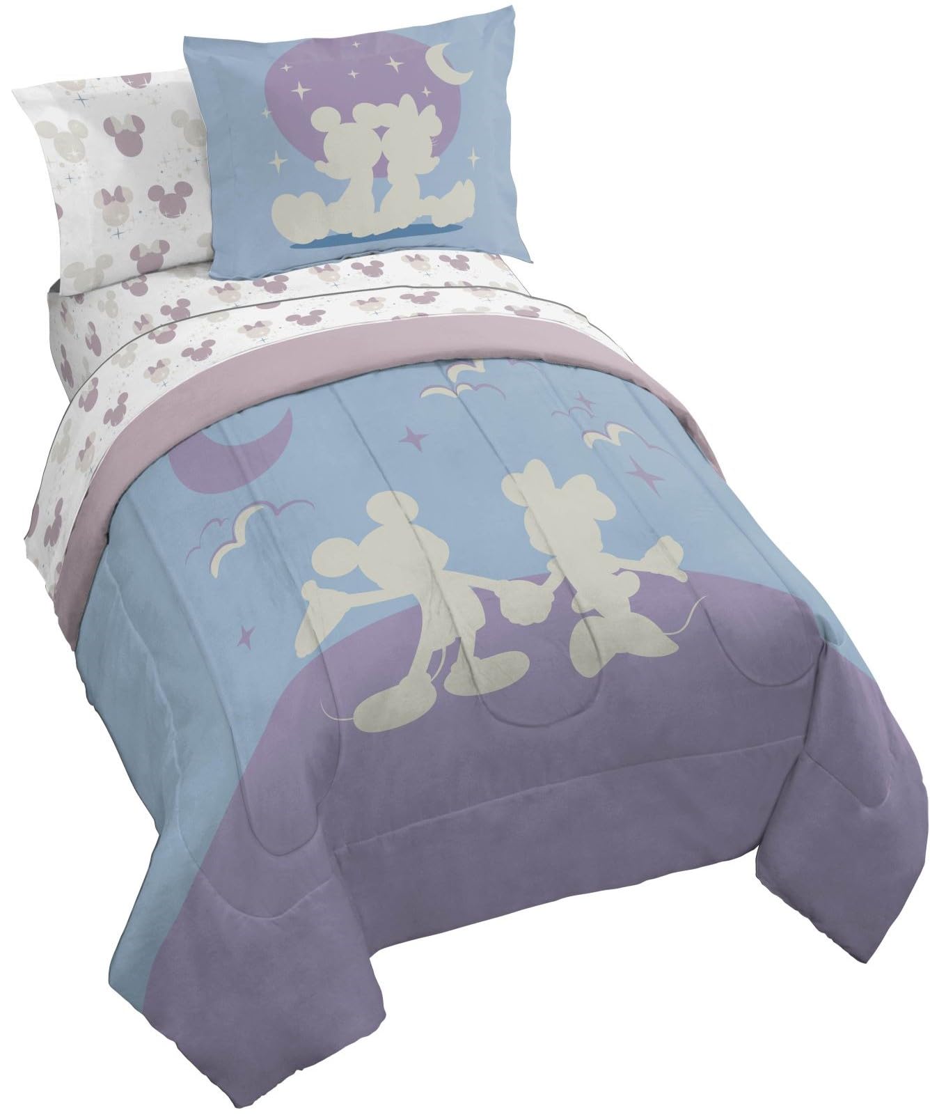 Jay Franco Disney Mickey Mouse & Minnie Mouse Full Size Comforter Set - 7 Piece Bedding Includes Sheet Set & Pillow Covers - Sup