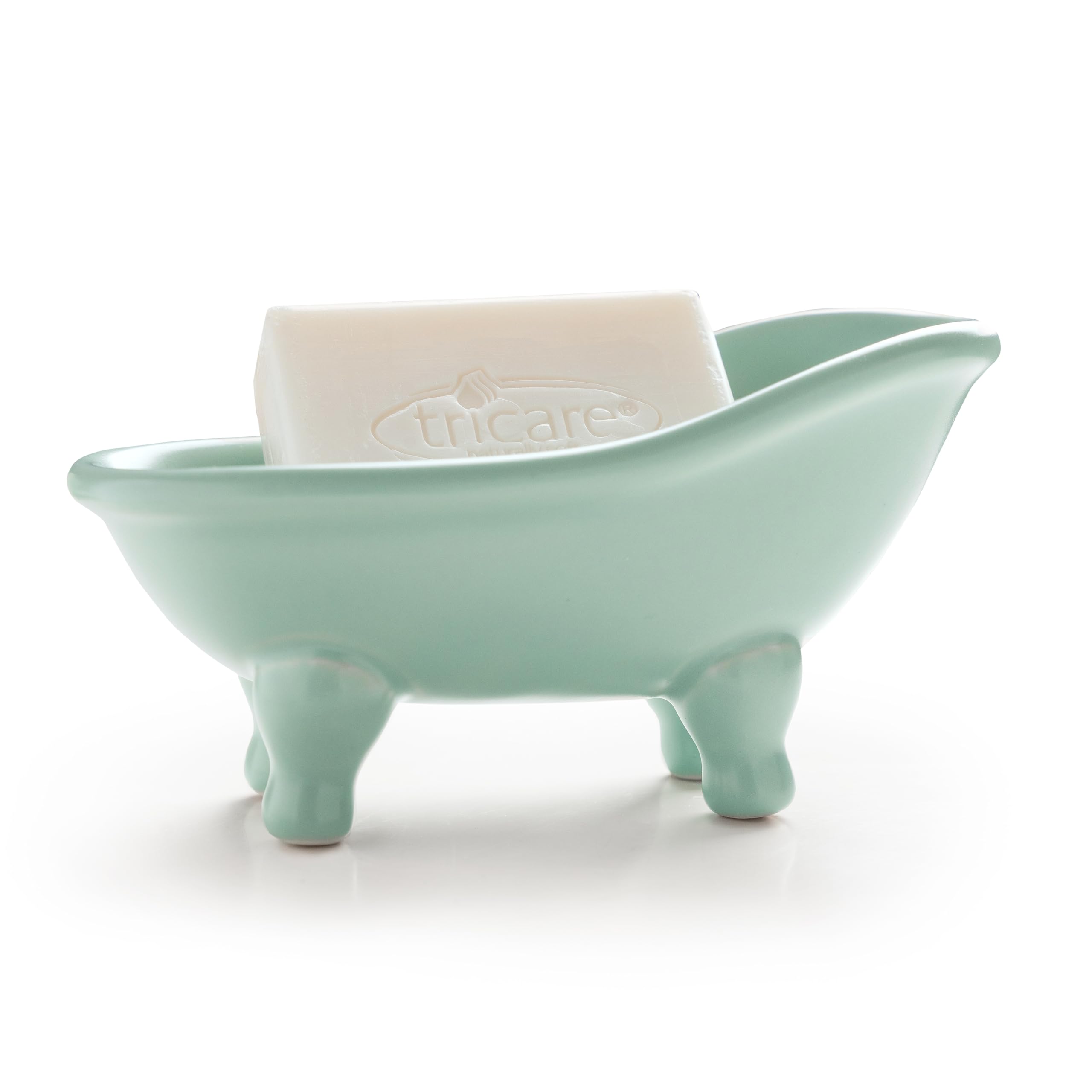 5.6 Ceramic Mini Bathtub Soap Dish Decortative Clawfoot Bathroom Soap Dish (Green)