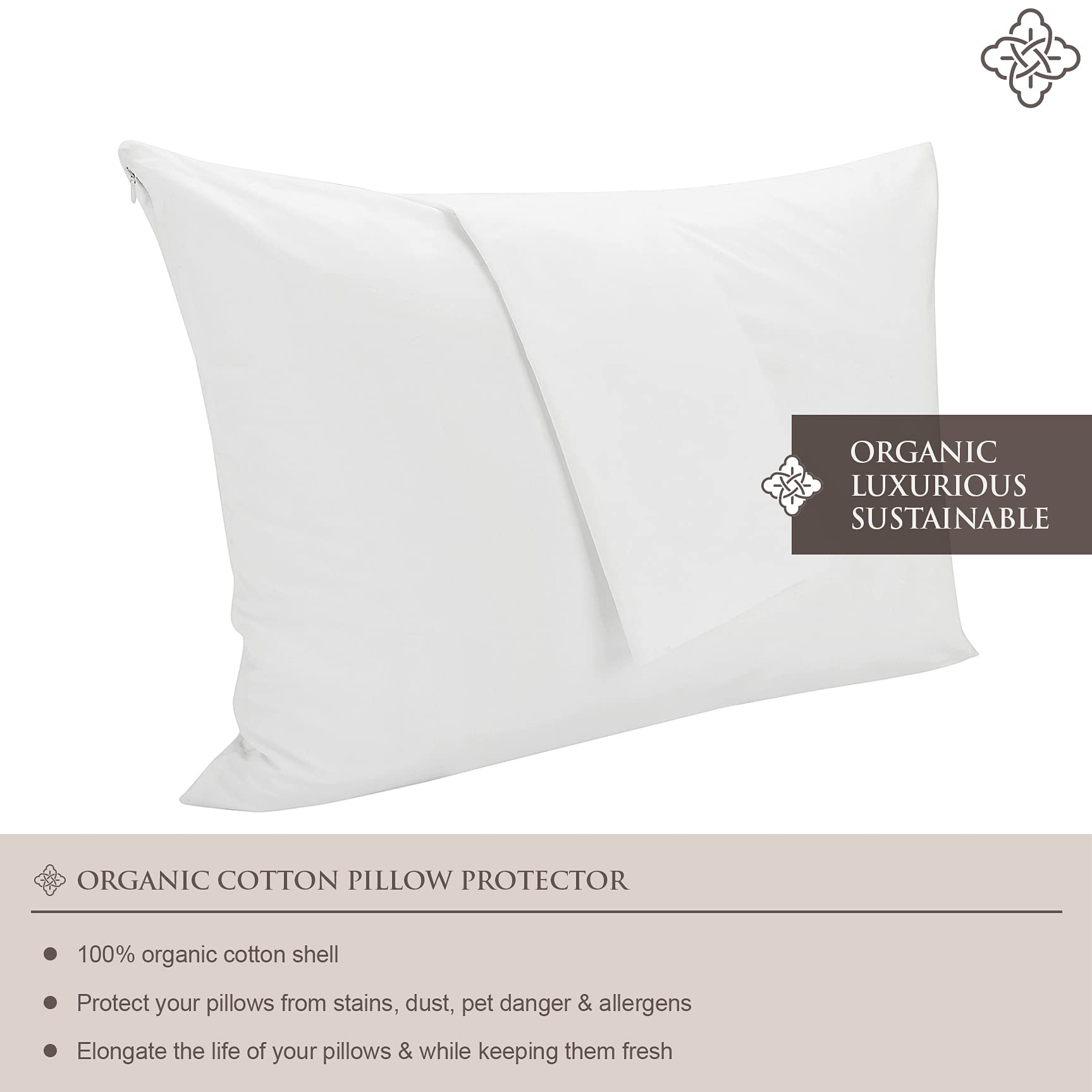 Bioweaves 100% Organic Cotton Breathable Pillow Protectors Gots Certified With Zipped Closure - King, 20    X 36   , 2-Pack