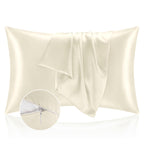 Bedelite Satin Pillowcase With Zipper 2 Pack, Beige Pillow Cases Standard Size, Super Soft And Cooling Similar To Silk Pillow Ca