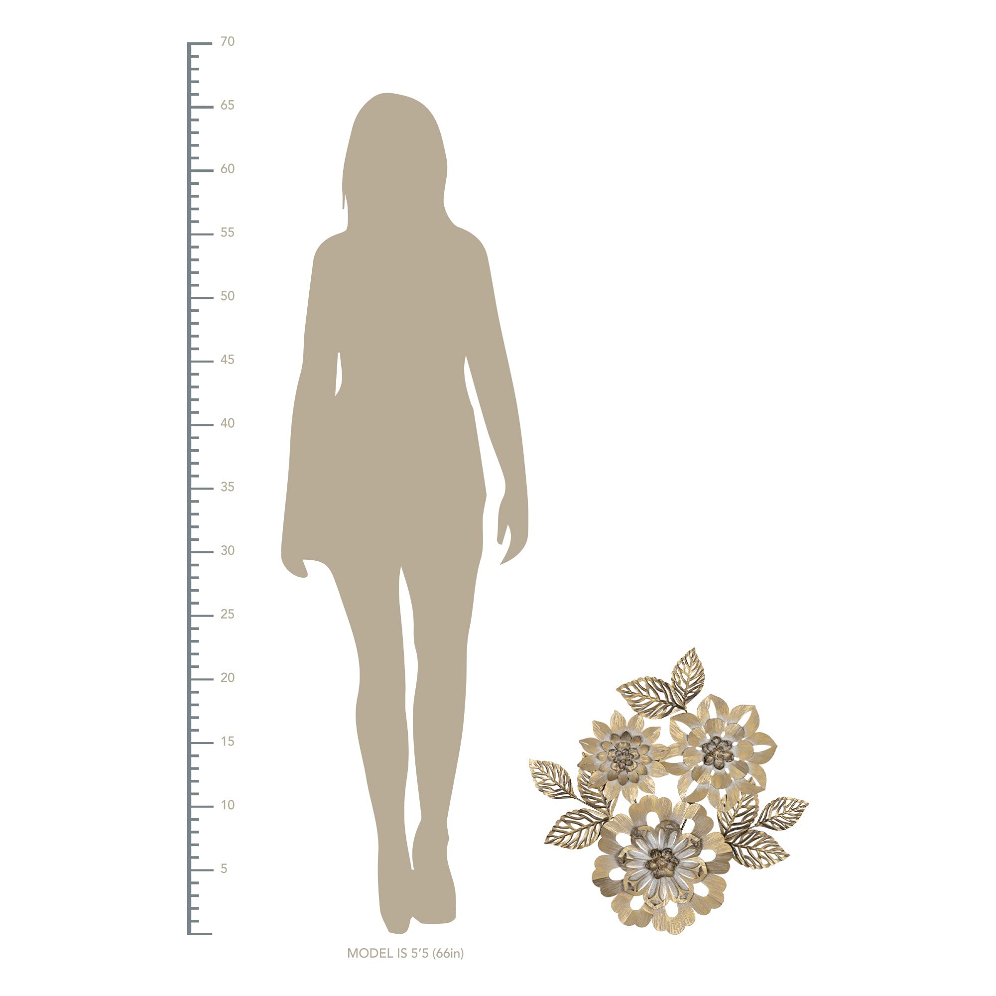 HomeRoots 100% Metal Golden Metallic Flower Wall Décor