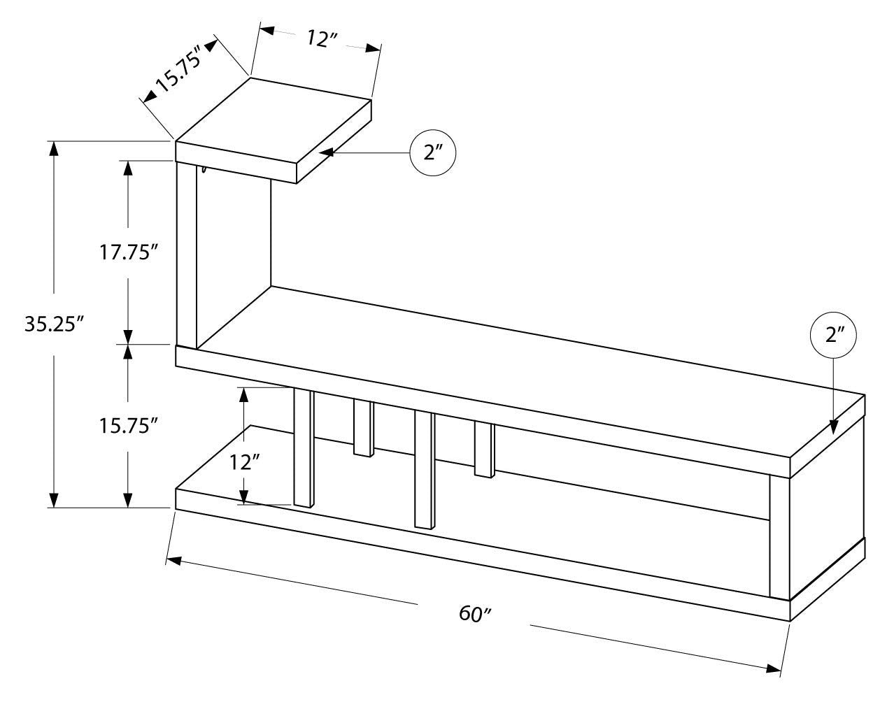Monarch Hollow-Core TV Stand, 60-Inch, Cappuccino
