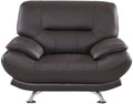 Benjara Leather Upholstered Wooden Chair with Bustle Cushion Back and Pillow Top Armrest, Dark Brown,