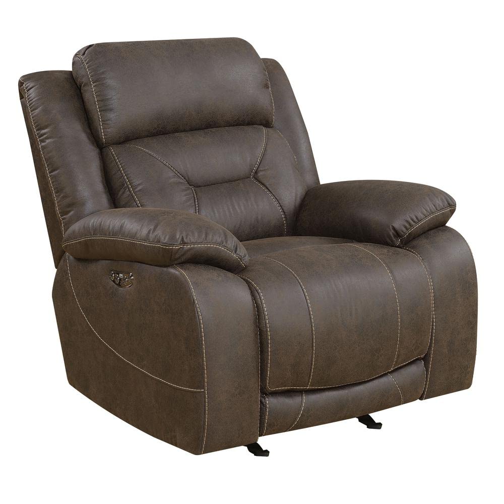 Steve Silver Aria Saddle Brown with Memory Gel Foam, Power Features, and USB Port for Ultimate Comfort Recliner Chair