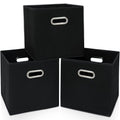SEVENDOME Black Fabric Storage Bins,13 Inch Cube Organizer Bins ,Fabric Organizer Bins Foldable Storage Bins Basket with Dual Ha