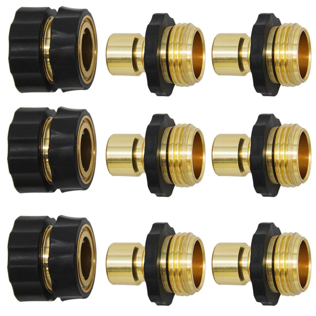 Triumpeek 3/4' Garden Hose Connector, Set Of 9 Garden Hose Quick Connect Fittings, Male And Female Quick Release Garden Hose Co