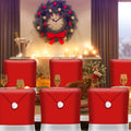 KIMOBER 6 Pcs Christmas Chair Covers Decor,Santa Claus Hat Christmas Chair Slipcovers Sets for Christmas Dinning Decoration