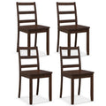 Giantex Wood Dining Chairs Set Of 4 Walnut- Wooden Armless Kitchen Chairs With Solid Rubber Wood Legs, Non-Slip Foot Pads, Max L