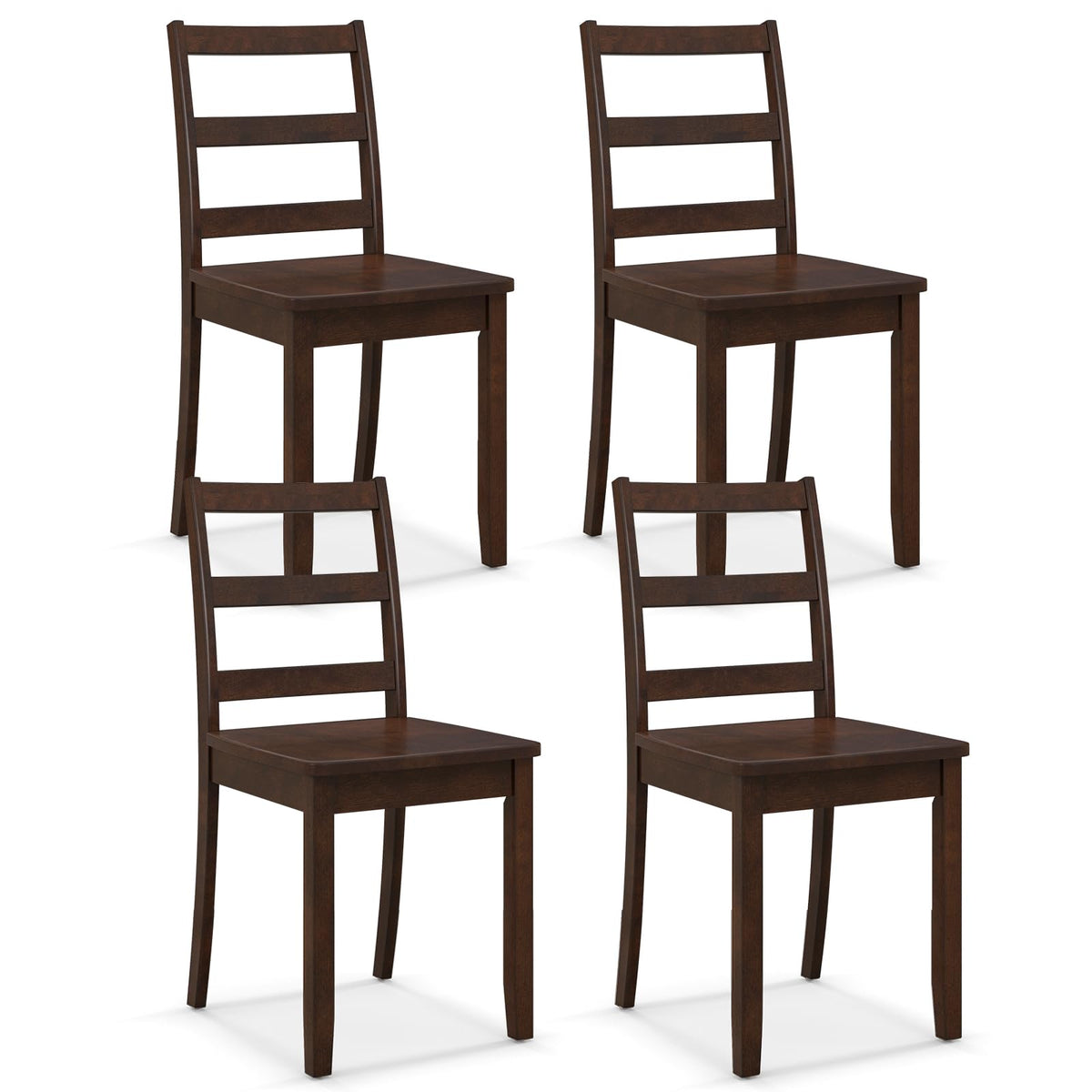 Giantex Wood Dining Chairs Set Of 4 Walnut- Wooden Armless Kitchen Chairs With Solid Rubber Wood Legs, Non-Slip Foot Pads, Max L