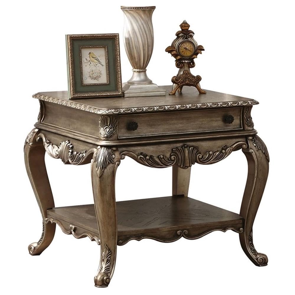 Acme Ragenardus 1 Drawer Wooden End Table With Bottom Shelf In Vintage Oak