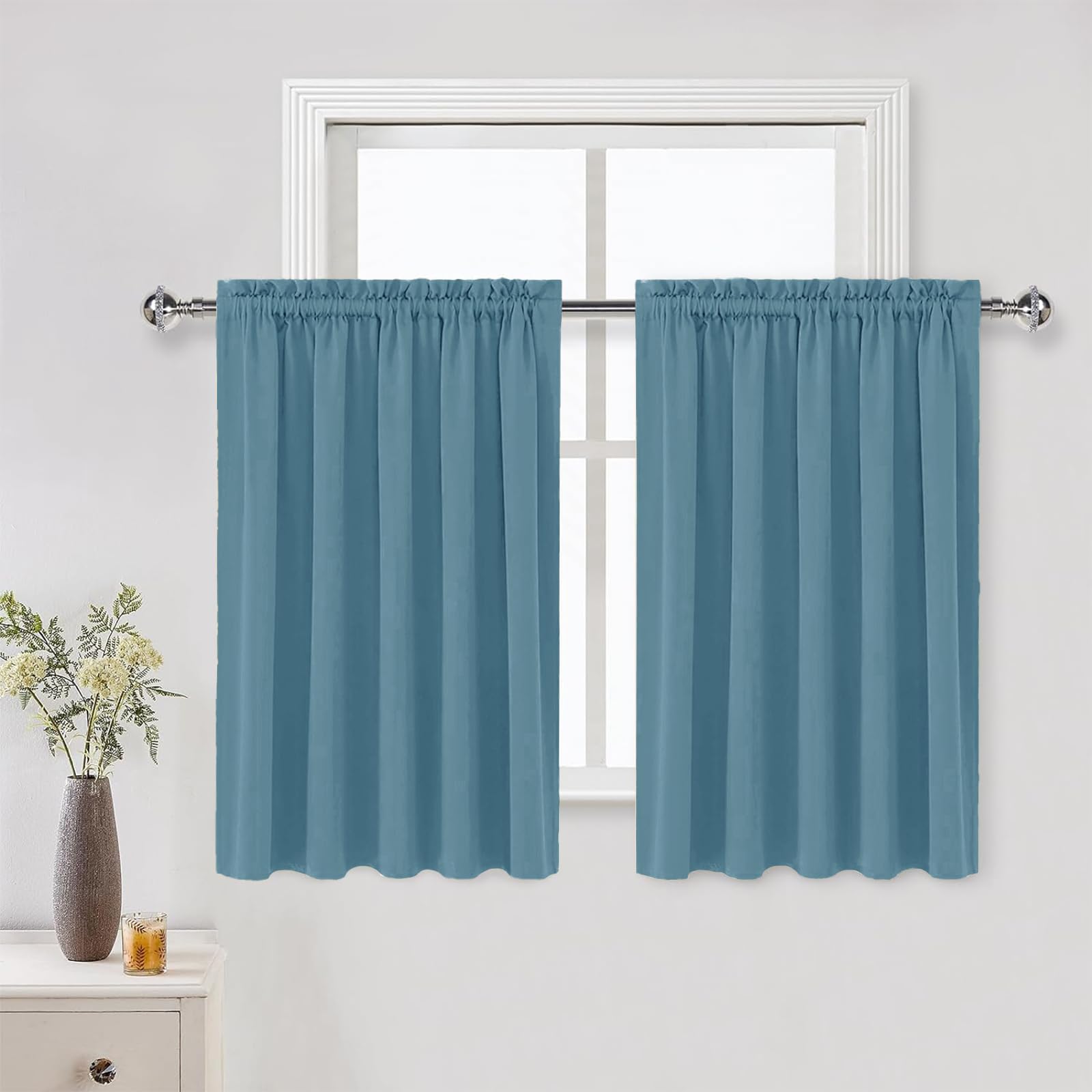 Dwcn Blackout Curtains For Living Room Thermal Insulated, Energy Saving & Noise Reducing Bedroom Curtains, Stone Blue, W 60X L 3