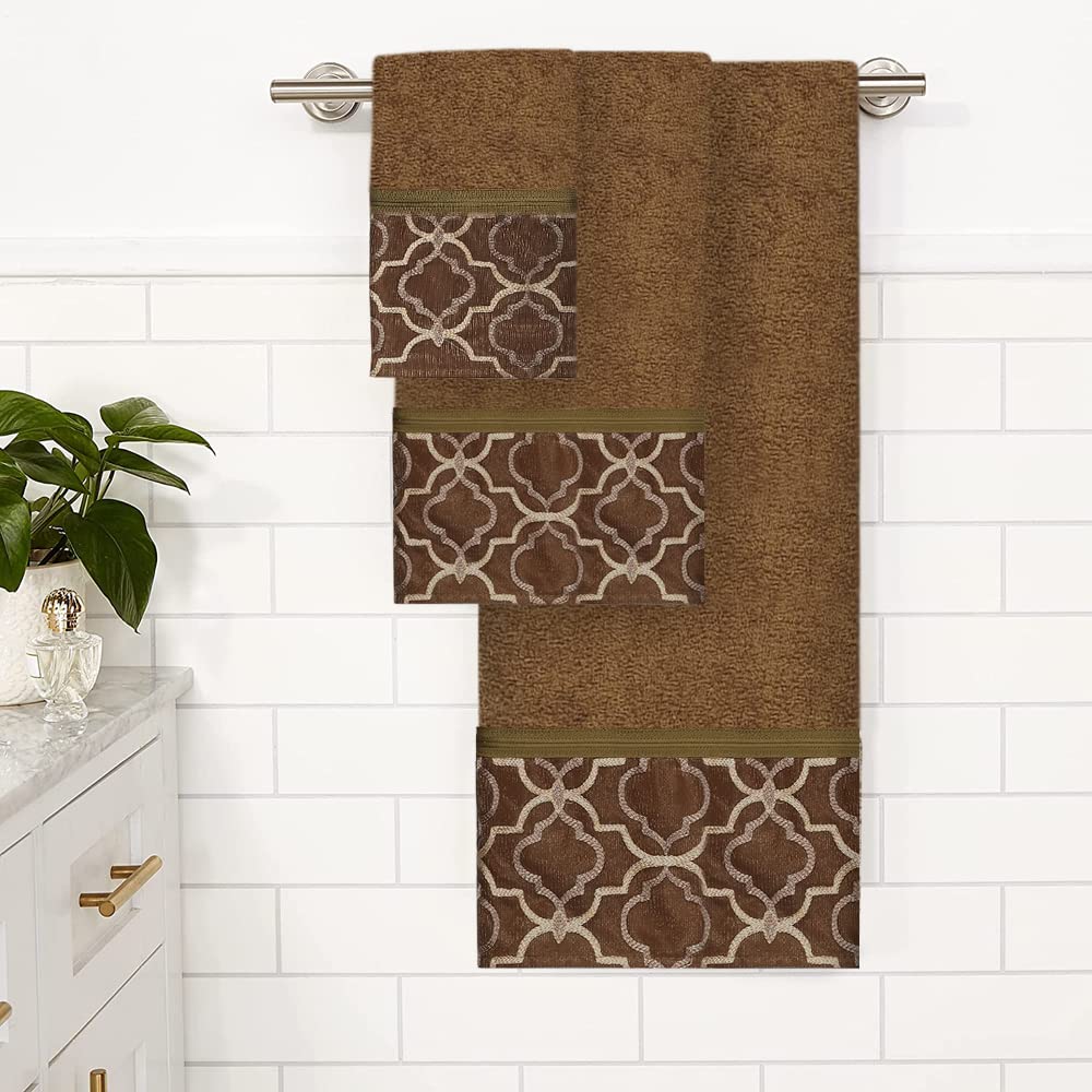 Popular Bath Bath Towels, Spindle Collection, 3-Piece Set, Gold