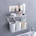 nunki trend SelfAdhesive Stainless Steel 2 Layer Metal Bathroom Rack Storage Shelves || Double Layer Bathroom Soap Shampoo Stor