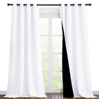 Nicetown White 100% Blackout Curtains For Windows, Pack Of 2, 46' W X 102' L, Super Heavy-Duty Black Lined Total Darkness Drapes For Bedroom, Privacy Assured Window Treatment For Patio
