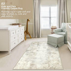 Capslpad Machine Washable Rug, Modern Abstract 3X5 Light Beige Area Rug, Low Pile Soft Non-Shedding Area Rug For Entryway, Bedsi
