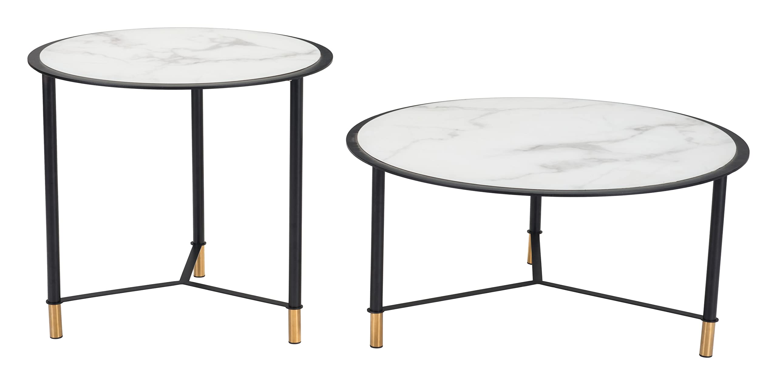 Zuo Set of 2 Davis Coffee Tables Black & White