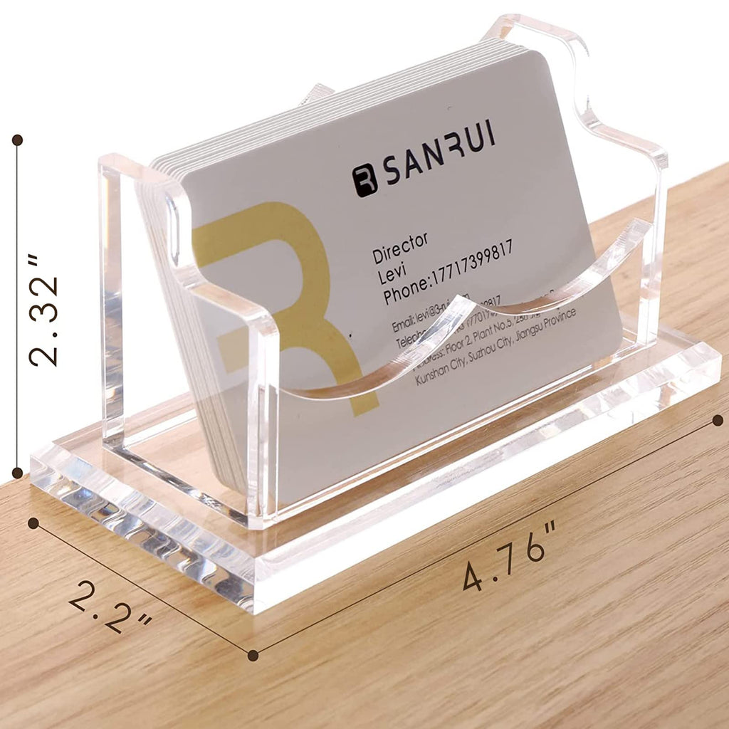 Sanrui Clear Horizontal Business Card Holder Stand For Desk, Acrylic Desktop Display Name Cards Holders Organizer Storage Rack,F