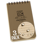 Rite In The Rain All Weather Tactical Pocket Notebooks, 3' L X 3' W X 5' H, Tan, 3 Count