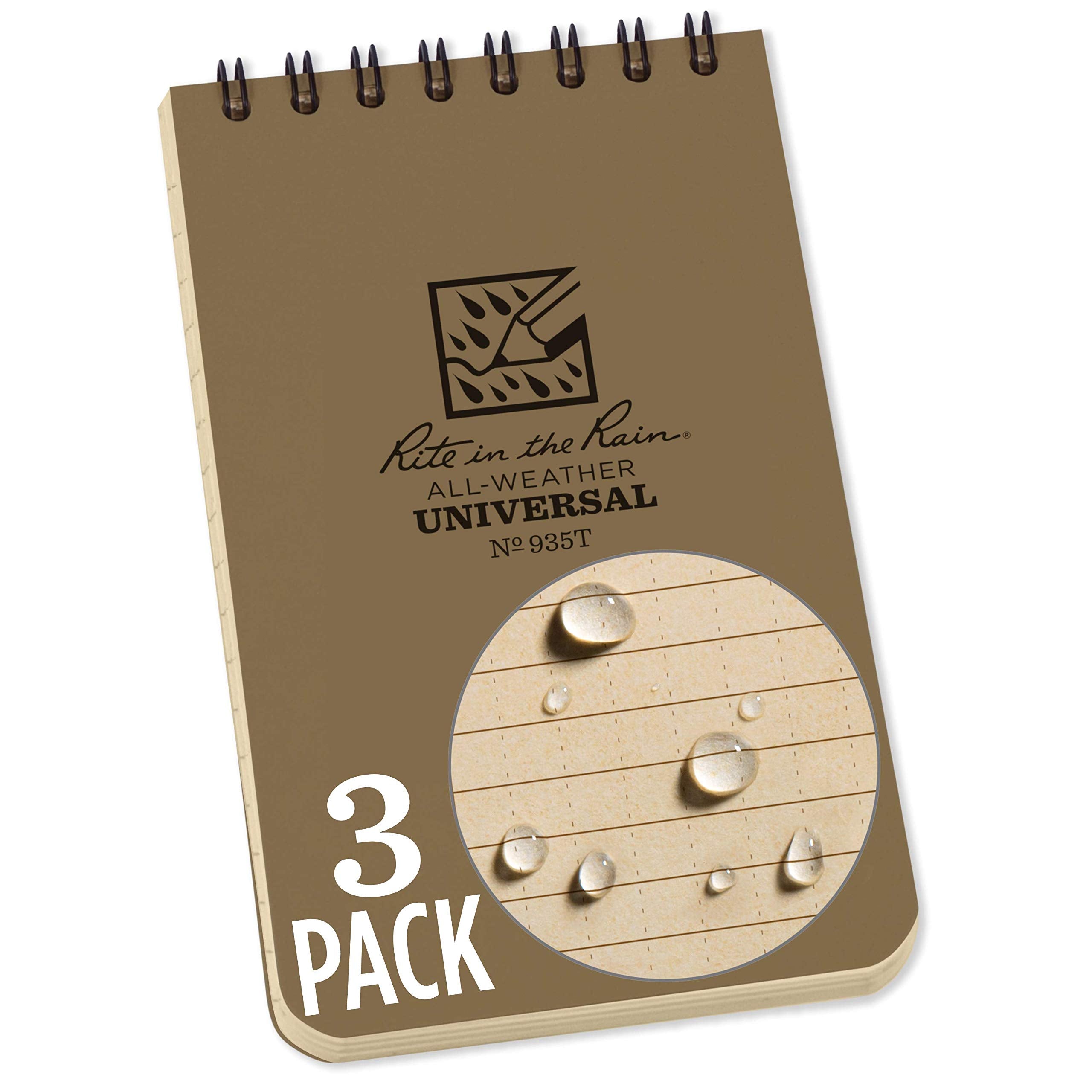 Rite In The Rain All Weather Tactical Pocket Notebooks, 3' L X 3' W X 5' H, Tan, 3 Count