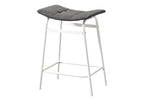 Monarch Specialties I 2387 Barstool, Counter Height, Set of 2, Kitchen, Grey Fabric, White Metal, Contemporary, Modern