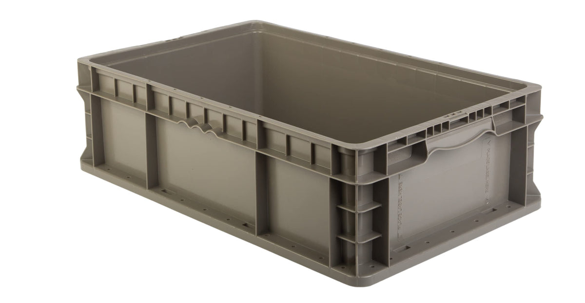 Hudson Exchange 24 x 15 x 7.5 (1 Pack) Straight Wall Handled Storage Container Tote, Gray/Brown