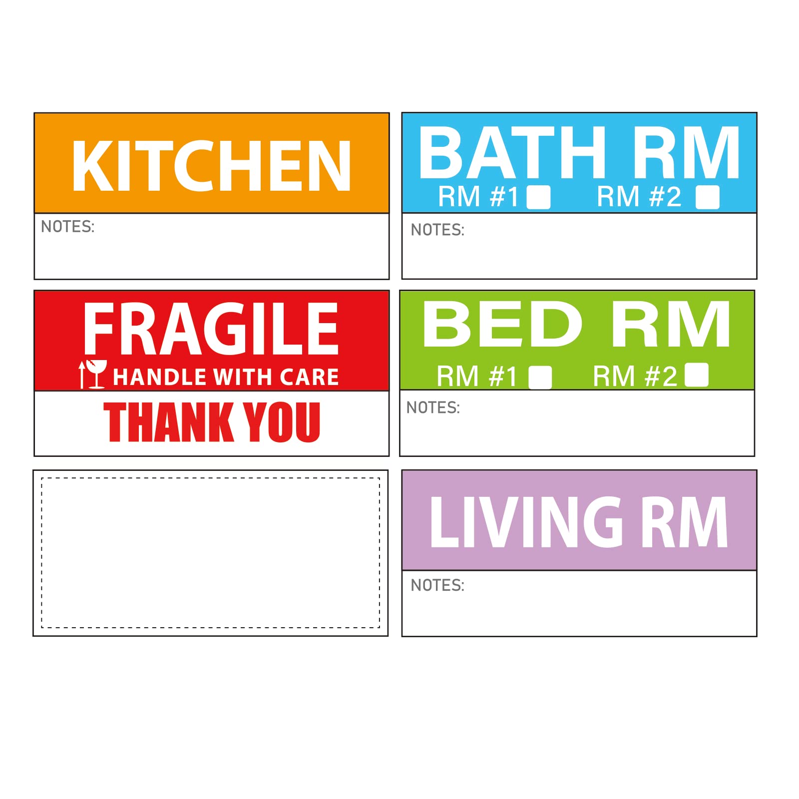 Yoget 42X90Mm Large Home Moving Labels For Apartment Moving, 4 Different Color Coded Packing Labels + 40Pcs Fragile Stickers + 4
