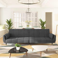 vidaXL Dark Gray Velvet 2-Seater Sofa Bed - Convertible Loveseat Couch with Adjustable Backrests and Pillows for Living Room, Office, Guest Room