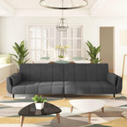 vidaXL Dark Gray Velvet 2-Seater Sofa Bed - Convertible Loveseat Couch with Adjustable Backrests and Pillows for Living Room, Office, Guest Room