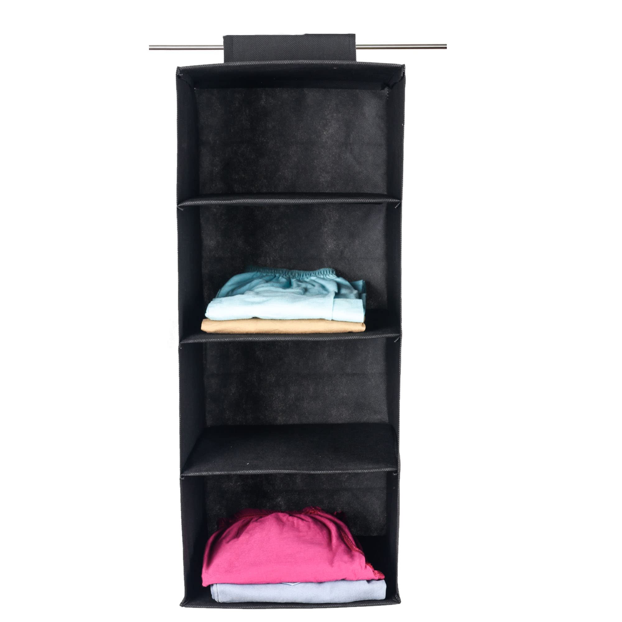Shrey Creation Non Woven 4 Foldable Shelf Closet Hanging Wardrobe Clothes Organizer & Storage Hanger For Family Closet Bedroom A