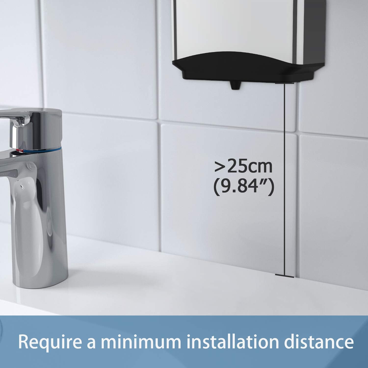 Aike Automatic Soap Dispenser Commercial Wall Mounted Liquid Dispenser Polished Stainless Steel Finish 1100Ml Large Capacity