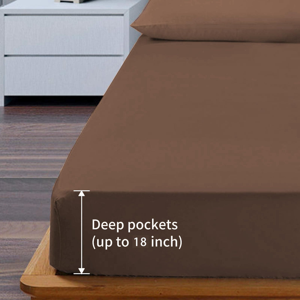 Easehome Brown Full Size Bed Sheet Set - Teen Boys Sheet Sets Deep Pocket To 18 Inches Mattress 4 Piece - Premium Bedding Sheets