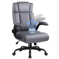 Leather Office Chair Desk Chair, Comfortable Office Desk Chair Computer Chair With Adjustable Flip-Up Armrest, Ergonomic Executi