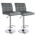 Leopard Modern Square Pu Leather Adjustable Bar Stools With Back, Square Back Bar Stools Set Of 2, Bar Height Swivel Barstools For Kitchen Counter (Grey)