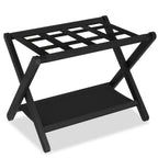Heybly Luggage Rack, Folding Suitcase Stand with Storage Shelf, Heavy-Duty Luggage Holder for Guest Room Bedroom Hotel, Holds up