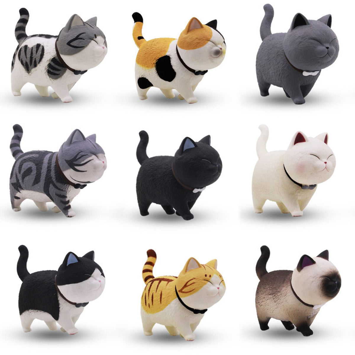 Hoinco 9 Pcs Cute Miniature Cats Landscape Lovely Cats Figurines Fairy Home Garden Animals Kitten Adorable Cupcake Christmas Bir