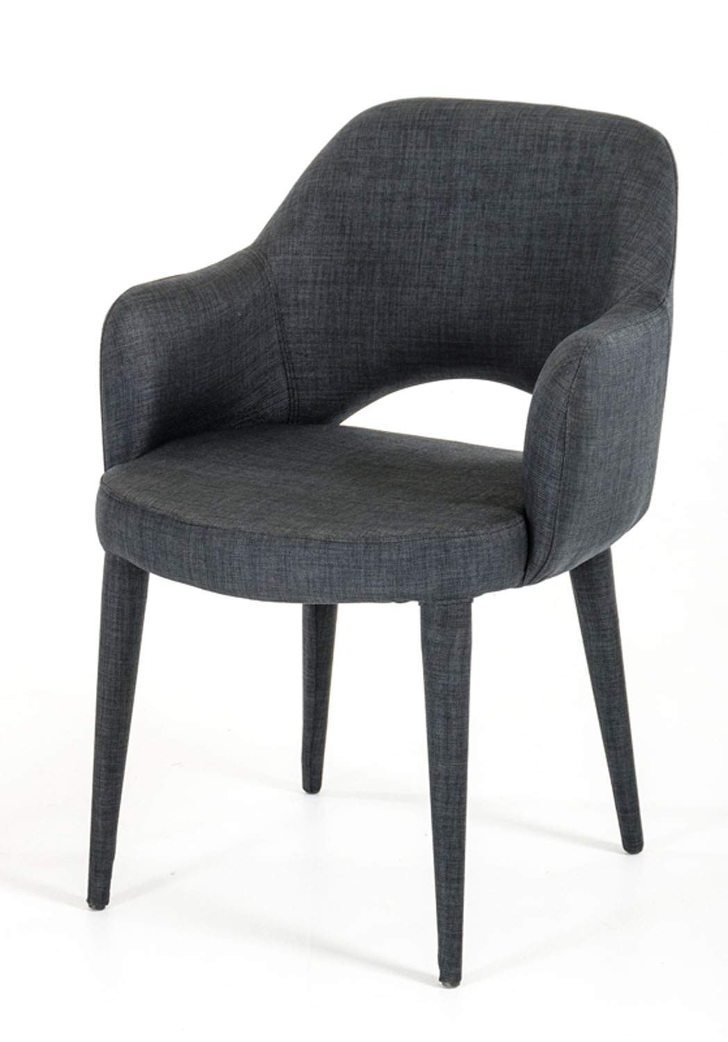 HomeRoots Metal, Fabric, Metal 34' Dark Grey Fabric and Metal Dining Chair