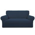 Purefit Stretch Loveseat Sofa Slipcover – Spandex Jacquard Non Slip Soft Couch Sofa Cover, Washable Furniture Protector With Non Skid Foam And Elastic Bottom For Kids (Loveseat, Dark Blue)