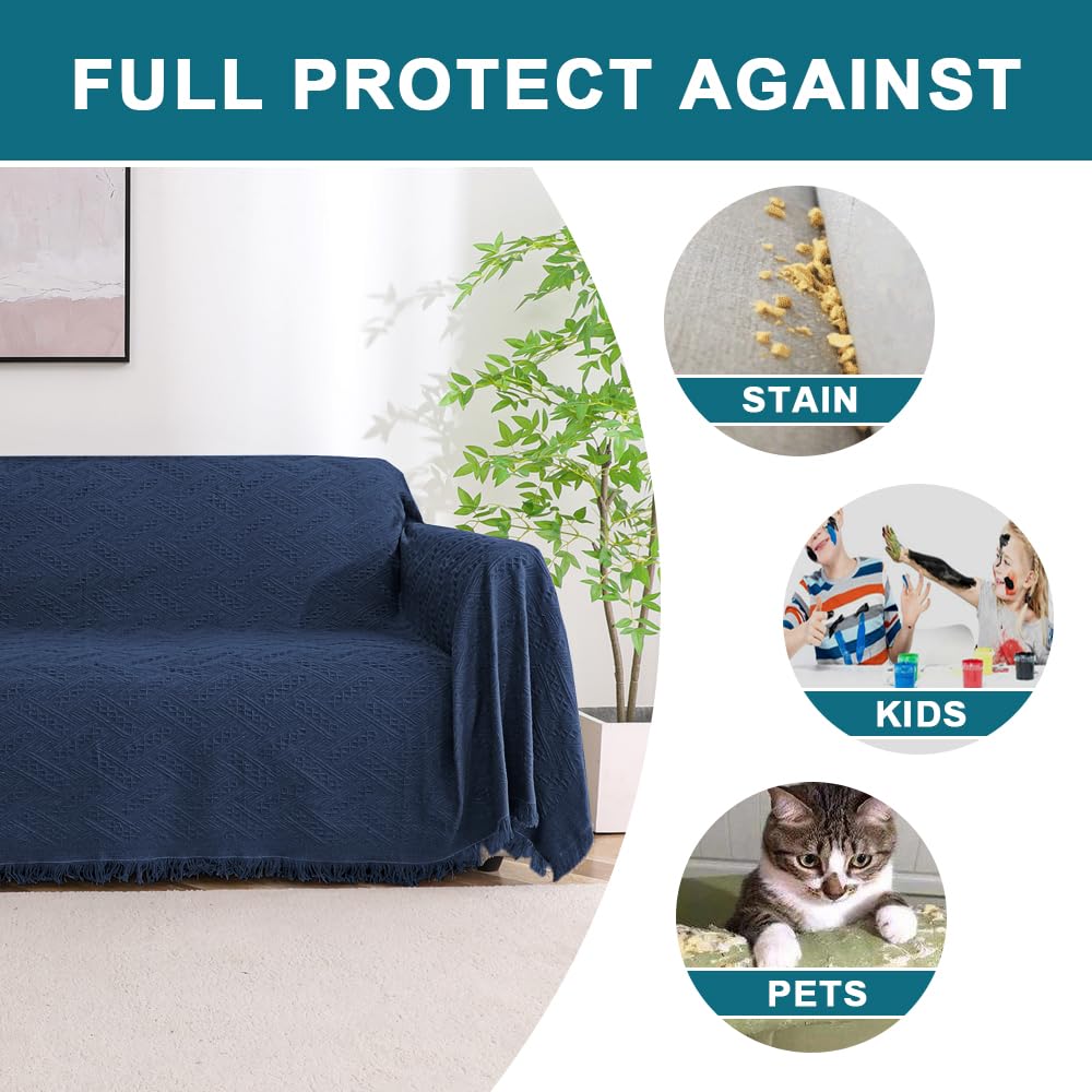 Turquoize Cotton Sofa Cover Couch Cover Navy Couch Protector Sofa Throw Cover For Couches Washable Sectional Sofa Couch Covers F