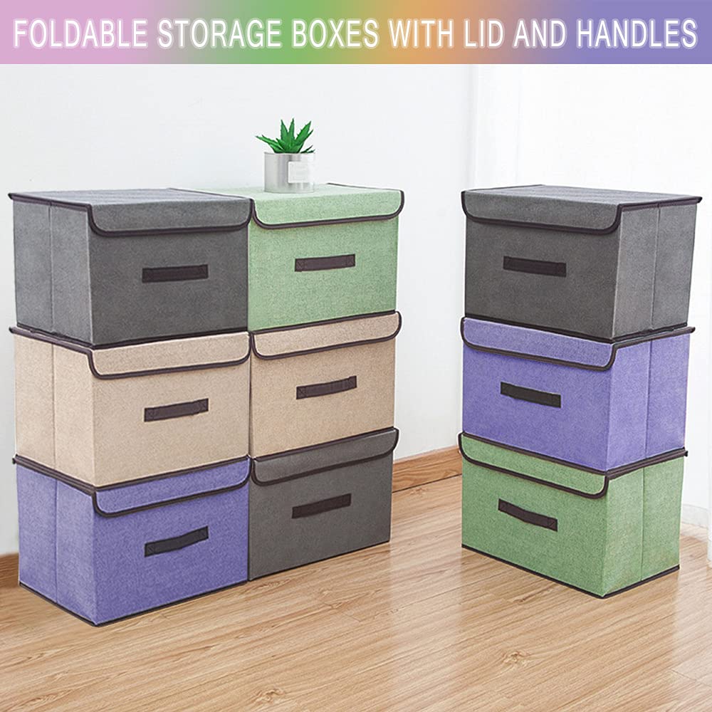 Lele Life Foldable Storage Box With Dustproof Lid And Handle, Foldable Storage Bin Collapsible Storage Organizer For Closet, Bed